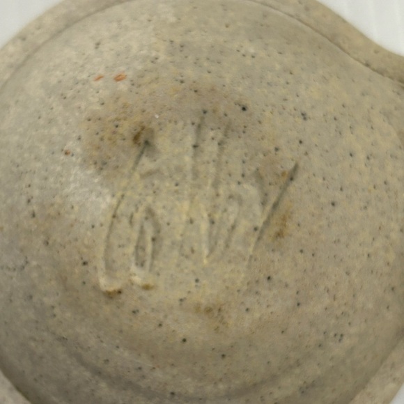 Colby Studio Pottery Spoon Rest Trinket Dish Artist Signed Set of 2 - Picture 9 of 11